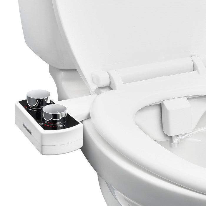 Bidet Attachment for Toilet, Non-Electric Bidet Toilet Seat Attachment - Dual Retractable Nozzles, Adjustable Water Pressure,  Easily Installed Cold Water Sprayer for Rear Feminine Wash, White