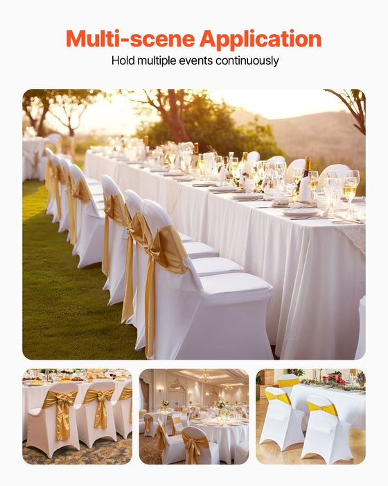 VEVOR Stretch Spandex Folding Chair Covers, Universal Fitted Chair Cover, Removable Washable Protective Slipcovers, for Wedding, Holiday, Banquet, Party, Celebration, Dining (12PCS White)