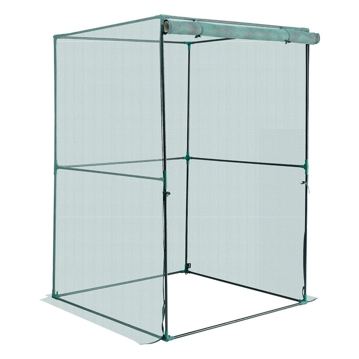 VEVOR Crop Cage, 1.2 x 1.2 x 1.8 m Plant Protection Tent with Zippered Door, Wind-Resistant Tall Crop Cage, Easy to Install, Outdoor Raised Bed Cover, Tomato Plant Netting for Garden Patio Lawn