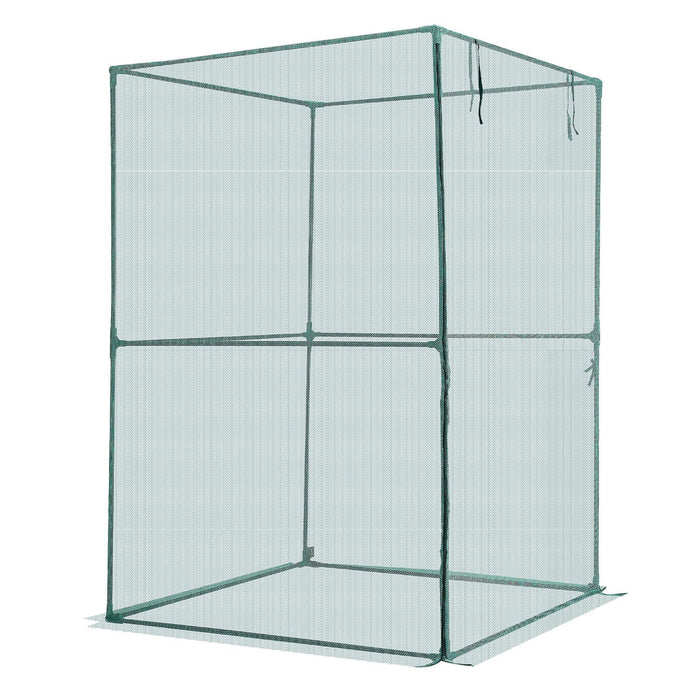 VEVOR Crop Cage, 1.2 x 1.2 x 1.8 m Plant Protection Tent with Zippered Door, Wind-Resistant Tall Crop Cage, Easy to Install, Outdoor Raised Bed Cover, Tomato Plant Netting for Garden Patio Lawn