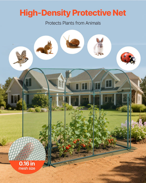 Crop Cage, 1.8 x 0.91 x 1.5 m Plant Protection Tent with Zippered Door, Wind-Resistant Tall Crop Cage, Easy to Install, Outdoor Raised Bed Cover with Frame, Plant Netting for Garden Patio Lawn
