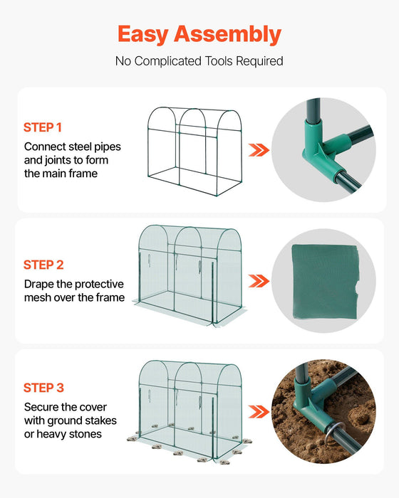 Crop Cage, 1.8 x 0.91 x 1.5 m Plant Protection Tent with Zippered Door, Wind-Resistant Tall Crop Cage, Easy to Install, Outdoor Raised Bed Cover with Frame, Plant Netting for Garden Patio Lawn