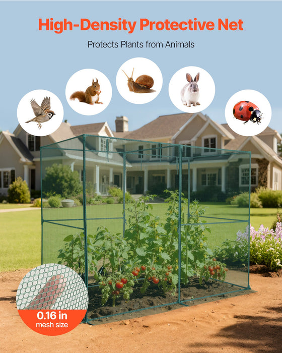 VEVOR Crop Cage, 2.39 x 1.2 x 1.8 m Plant Protection Tent with Zippered Door, Wind-Resistant Tall Crop Cage, Easy to Install, Outdoor Raised Bed Cover, Tomato Plant Netting for Garden Patio Lawn