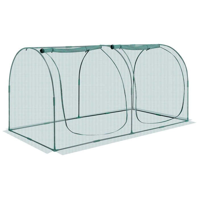 VEVOR Crop Cage, 2.48 x 1.2 x 1.2 m Plant Protection Tent with Zippered Door, Wind-Resistant Tall Crop Cage, Easy to Install, Outdoor Raised Bed Cover with Frame, Plant Netting for Garden Patio Lawn