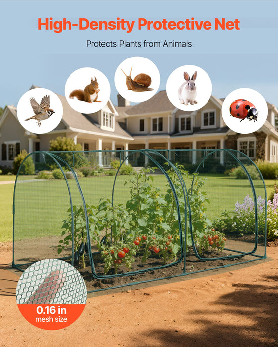VEVOR Crop Cage, 2.48 x 1.2 x 1.2 m Plant Protection Tent with Zippered Door, Wind-Resistant Tall Crop Cage, Easy to Install, Outdoor Raised Bed Cover with Frame, Plant Netting for Garden Patio Lawn