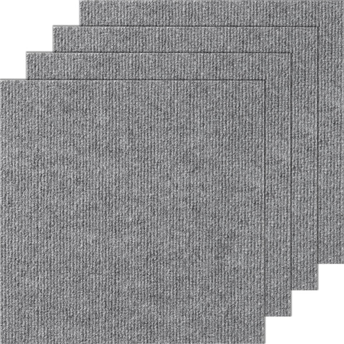 VEVOR Carpet Tiles Peel and Stick, Squares Self Adhesive Carpet Floor Tile, Soft Padded Carpet Tiles, Easy Install DIY for Bedroom Living Room Indoor Outdoor (12 Tiles, Light Gray)