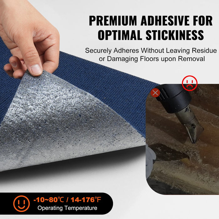 VEVOR Carpet Tiles Peel and Stick, Squares Self Adhesive Carpet Floor Tile, Soft Padded Carpet Tiles, Easy Install DIY for Bedroom Living Room Indoor Outdoor (15Tiles, Dark Blue)