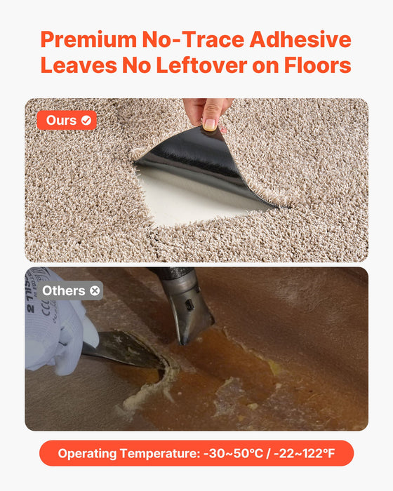 VEVOR Carpet Tiles 457x457 mm, 10 Pack Carpet Square Rug Detachable & Damage-free, Self Adhesive Home Floor Soft Plush Padded for 2.1㎡ Coverage, Easy DIY for Living Room & Bedroom, Light Brown