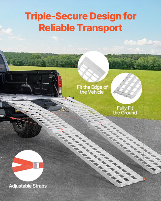 Aluminum Ramps, 2000 lbs, 2Pcs Heavy-duty Ramps with Wider Ramp Surface, Universal Stable Loading Ramp with Handles, Fit for ATV, UTV, Motorcycle, Electric Bicycle, etc.