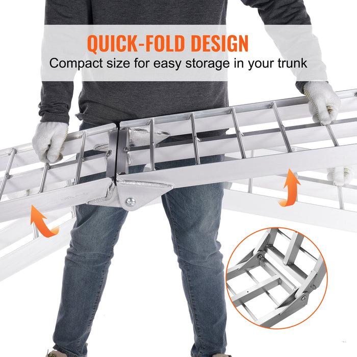 VEVOR Aluminum Ramp 1500 LBS Foldable Loading Ramps for Pickup Trucks Bed 2 PCS