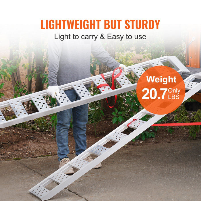 Aluminum Ramps, 1250lbs, Straight Ramp with Treads and Load Straps, Portable Loading Ramp for Motorcycles, ATVs, Trucks, Lawn Mower, Dirt Bike, Garden Tractor, 78"L x 12"W, 2Pcs