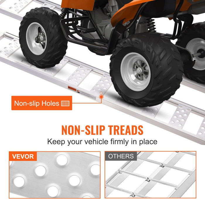 Aluminum Ramps, 1250lbs, Straight Ramp with Treads and Load Straps, Portable Loading Ramp for Motorcycles, ATVs, Trucks, Lawn Mower, Dirt Bike, Garden Tractor, 78"L x 12"W, 2Pcs