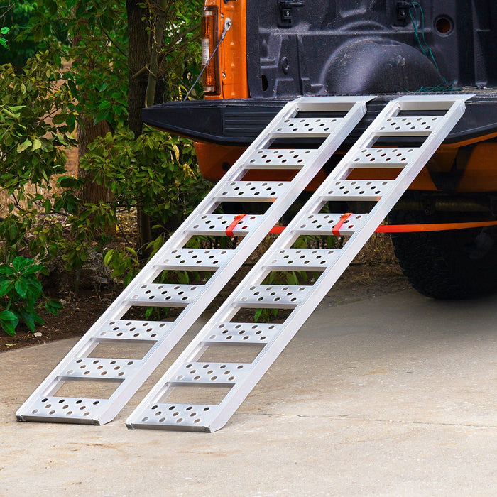 Aluminum Ramps, 1250lbs, Straight Ramp with Treads and Load Straps, Portable Loading Ramp for Motorcycles, ATVs, Trucks, Lawn Mower, Dirt Bike, Garden Tractor, 78"L x 12"W, 2Pcs