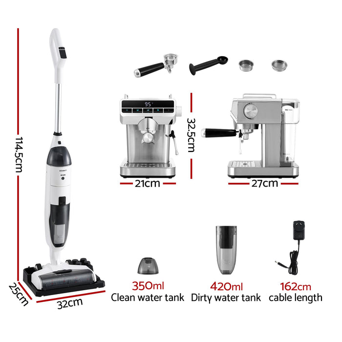 Devanti Cordless Wet Dry Vacuum Mop plus Coffee Maker Machine Espresso