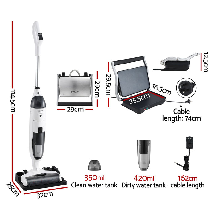 Devanti Cordless Wet Dry Vacuum Mop plus Sandwich Maker Panini Press