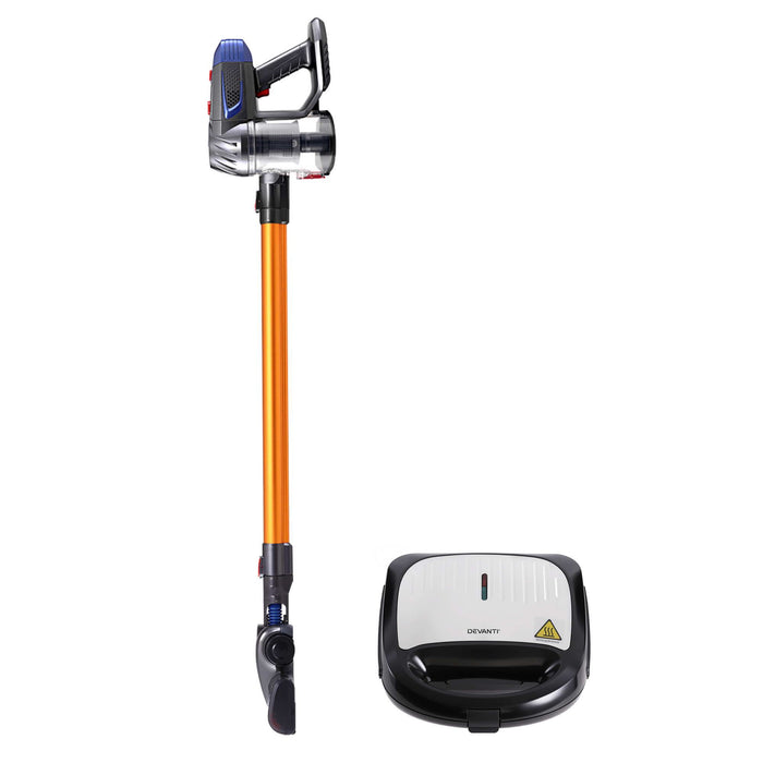 Devanti K7 Cordless Stick Vacuum Cleaner plus 3-in-1 Sandwich Maker