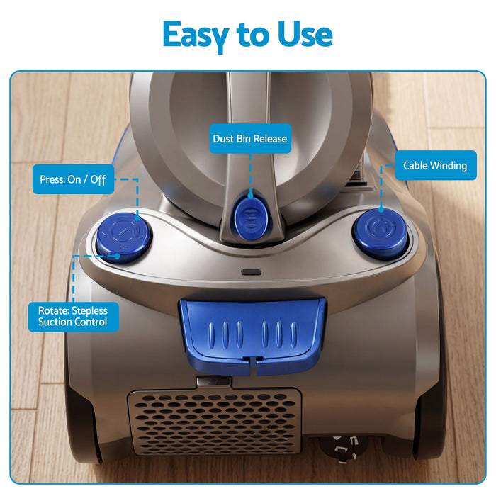 Devanti Vacuum Cleaner Bagless Canister 2000W 25kPa Powerful Suction 4L