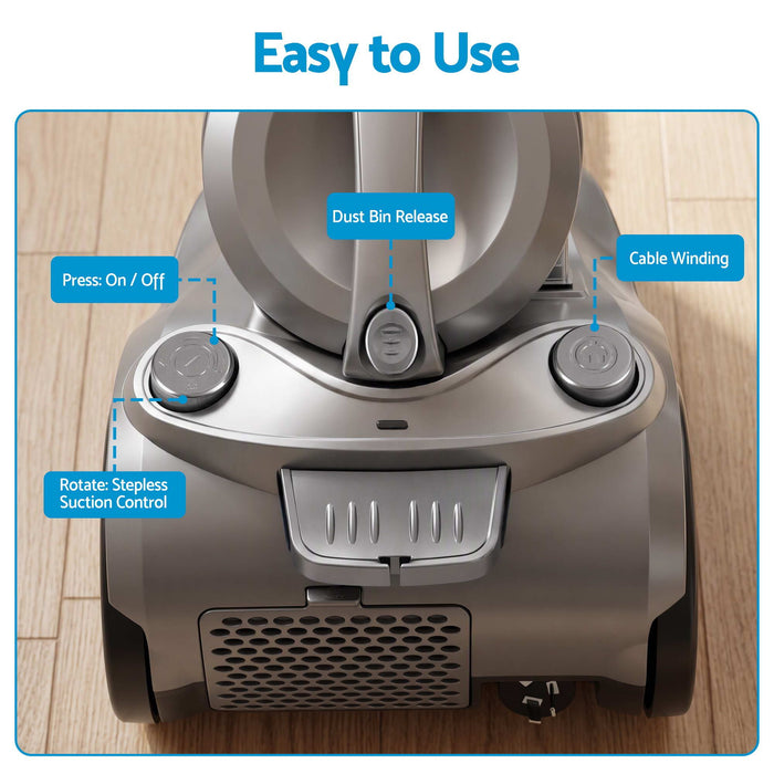 Devanti Vacuum Cleaner Bagless Canister 2000W 25kPa Powerful Suction 4L