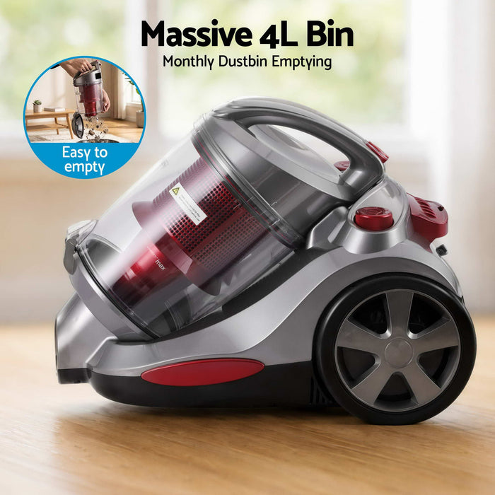 Devanti Vacuum Cleaner Bagless Canister 2000W 25kPa Powerful Suction 4L