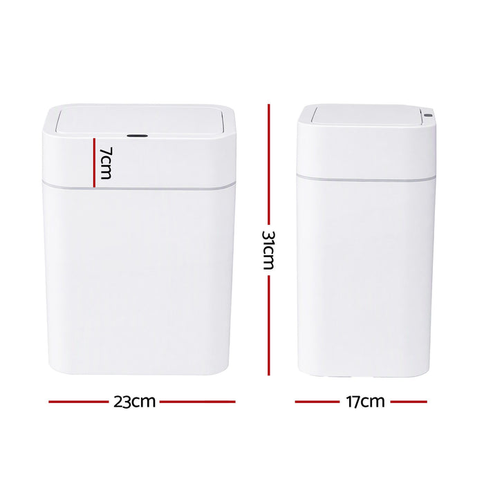 Artiss Rubbish Bin 12L 2-Pack Sensor Kitchen Automatic Motion Touchless White