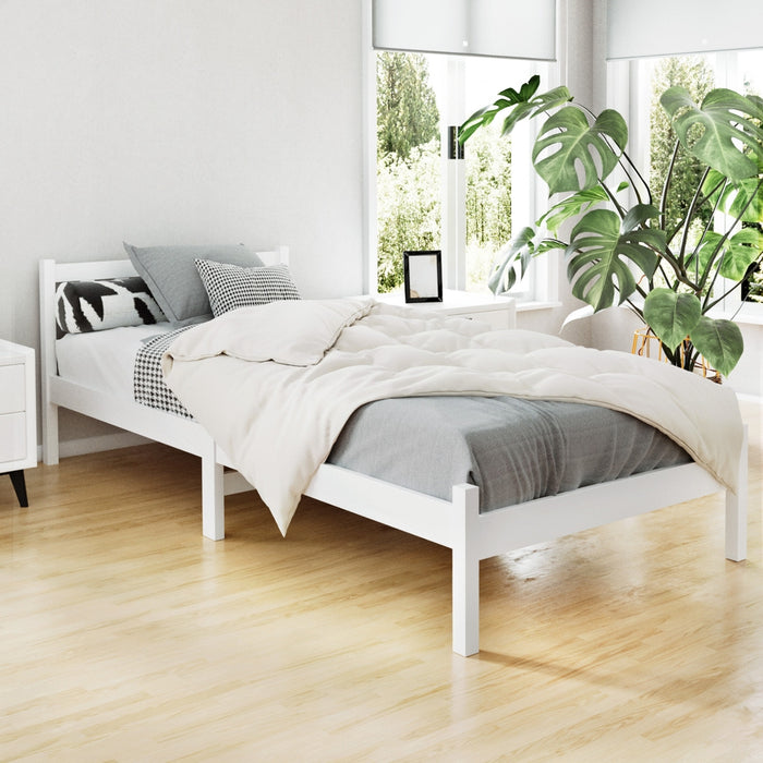 Artiss Bed Frame Single Size Wooden White SOFIE