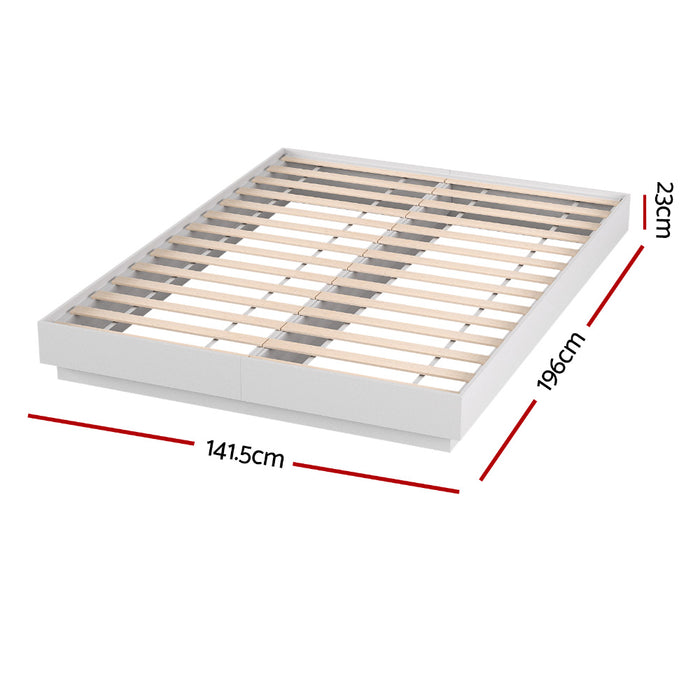 Artiss Double Bed Frame with 16Colour Led Light Wooden Platform Bed Base DAYGLOW