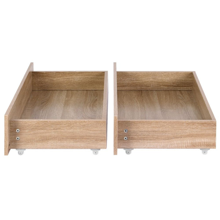 Artiss 2pcs Under Bed Storage with Wheels Rolling Wooden Drawers King Single & Queen