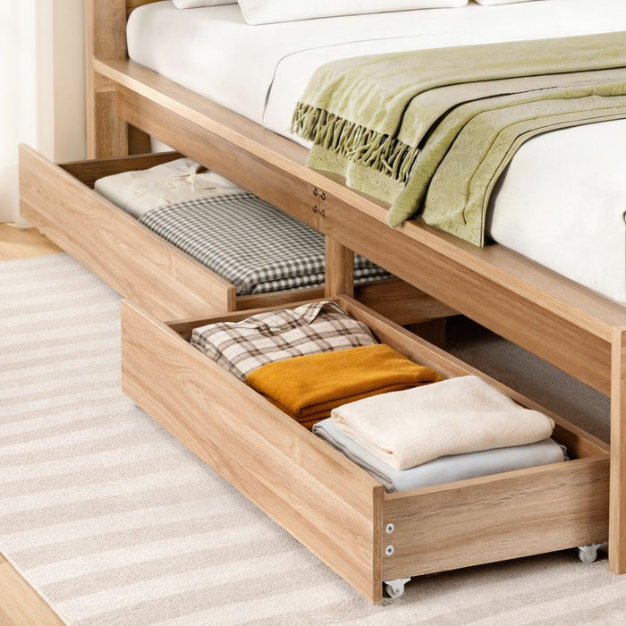 Artiss 2pcs Under Bed Storage with Wheels Rolling Wooden Drawers King Single & Queen