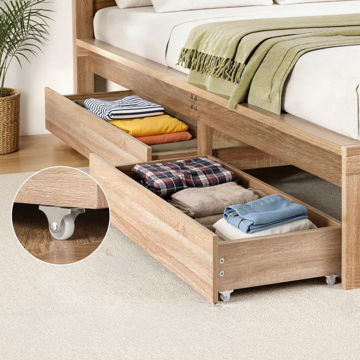 Artiss 2pcs Under Bed Storage with Wheels Rolling Wooden Drawers Single & Double