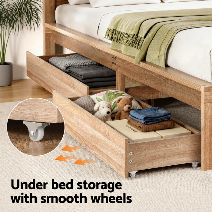 Artiss Double Bed Frame with 2 Drawers Bedroom Furniture
