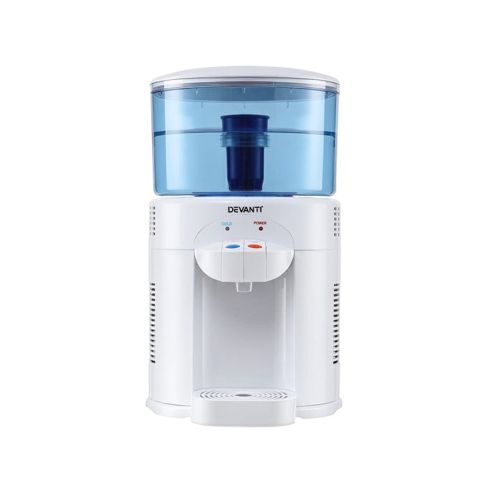 Devanti 5L Bench Top Water Cooler Dispenser with Filter 2 Taps Countertop Water Purifier