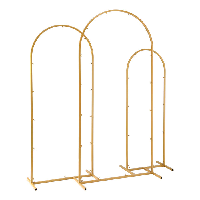 Wedding Arch Backdrop Stand Set of 3 Gold Metal Wedding Arched Frame, Easy to Assemble, Stable Balloon Arch Standfor Wedding, Baby Shower, Party Decoration