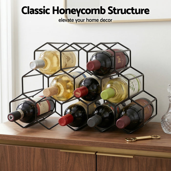Artiss Wine Rack Metal 12 Bottle No Assembly Required Black