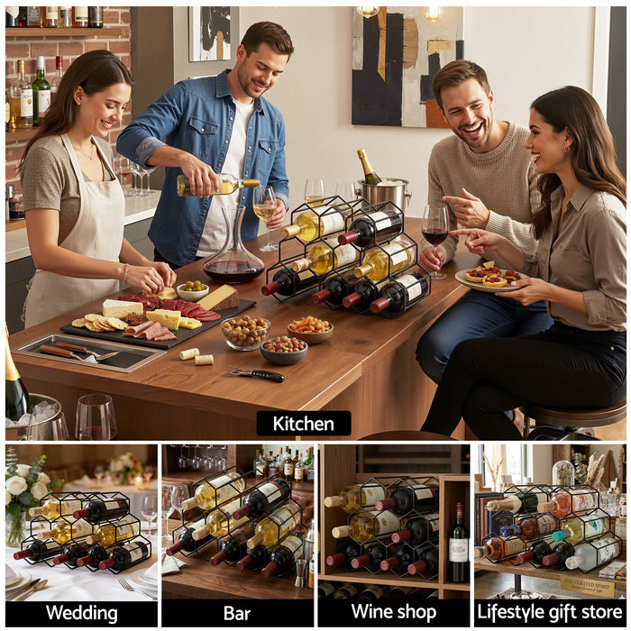 Artiss Wine Rack Metal 12 Bottle No Assembly Required Black