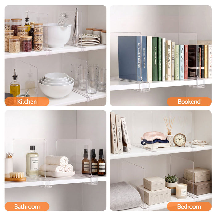 Artiss 6 Pack Closet Organizers and Storage Clear Shelf Dividers