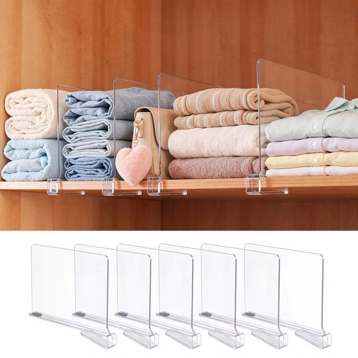 Artiss 6 Pack Closet Organizers and Storage Clear Shelf Dividers