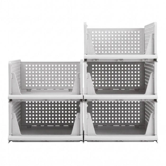 Artiss 5 Pack Stackable Plastic Storage Foldable Closet Organizers