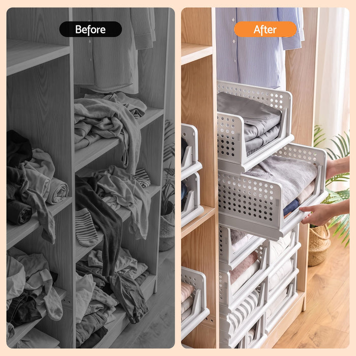 Artiss 5 Pack Stackable Plastic Storage Foldable Closet Organizers