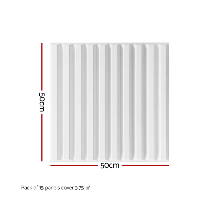 Artiss 3D Wall Panels Vertical PVC Decorative Panels 50x50cm Set of 15 Feature Wall Vert