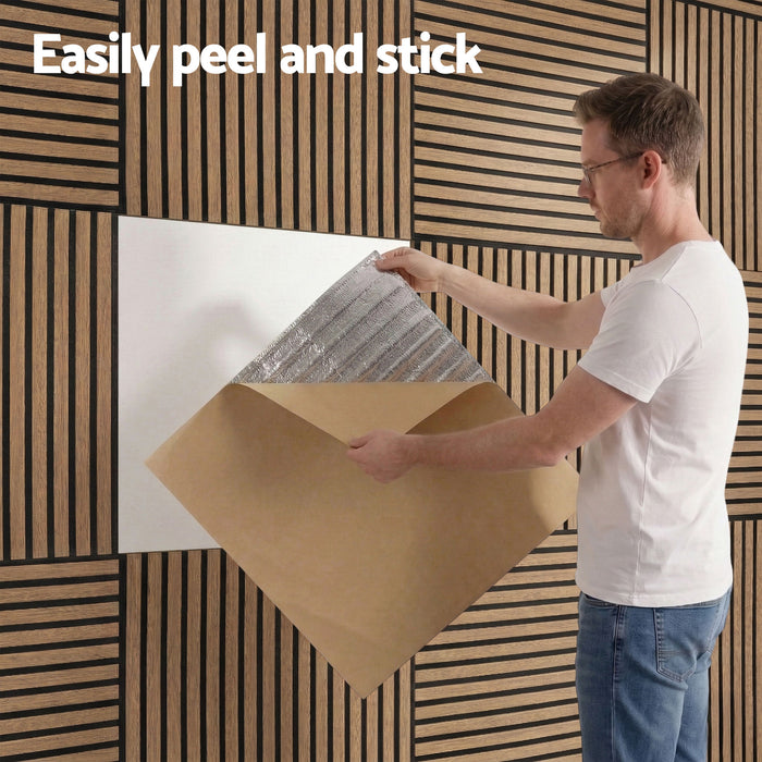 Artiss 10PCS Peel and Stick Wall Panels Tiles 68X68CM Self Adhesive for Home Office Studio Brown