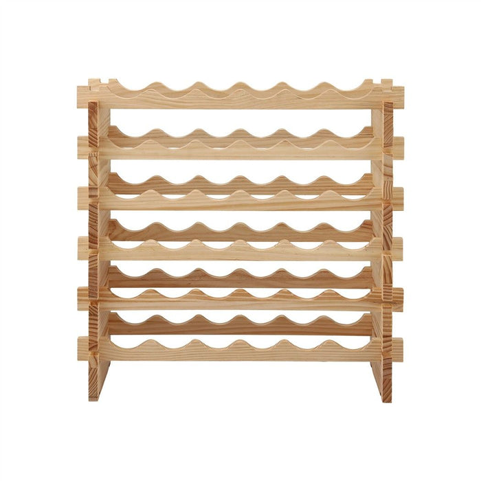 Artiss 36 Bottle Wooden Wine Rack 6 Tier Modular Wine Display Storage Stand Freestanding Holder Natural Pine Wood, 70 x 30 x 70cm