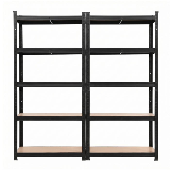 Giantz 2-Rack Garage Shelving 1.6X0.8m MDF Warehouse Shelves Storage Rack Black