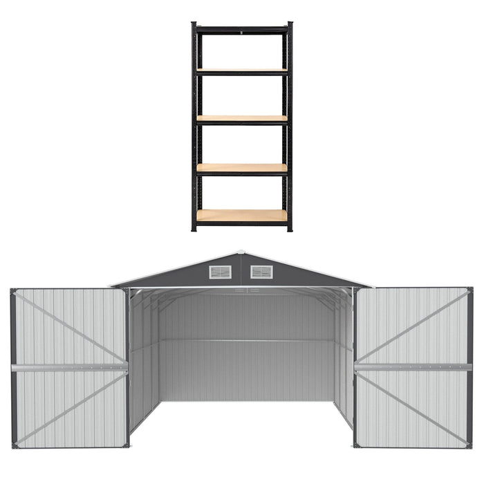 Giantz Garden Shed 3x5.38m Outdoor Tool Storage with 5-Tier Garage Shelving Rack