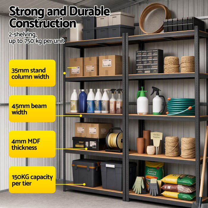 Giantz Garden Shed 3x5.38m Outdoor Tool Storage 2X 5-Tier Garage Shelving Rack