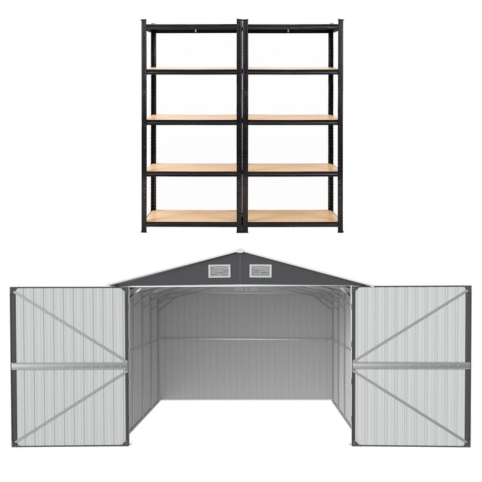 Giantz Garden Shed 3x5.38m Outdoor Tool Storage 2X 5-Tier Garage Shelving Rack