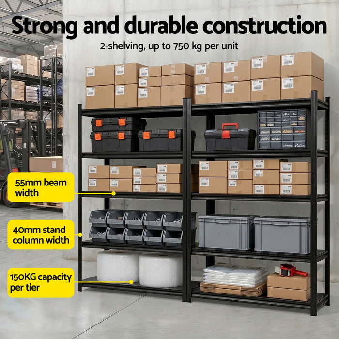 Giantz Garage Shelving 2.4X1.8m Warehouse Rack Storage Shelves Workshop Racks Steel