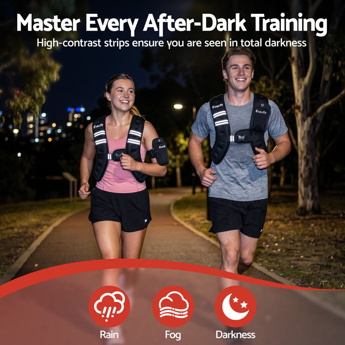 Everfit 8kg Weighted Vest Men Women, Reflective Running Vest with Armband Pouch