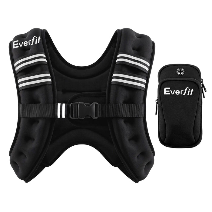 Everfit 10kg Weighted Vest Men Women, Reflective Running Vest with Armband Pouch