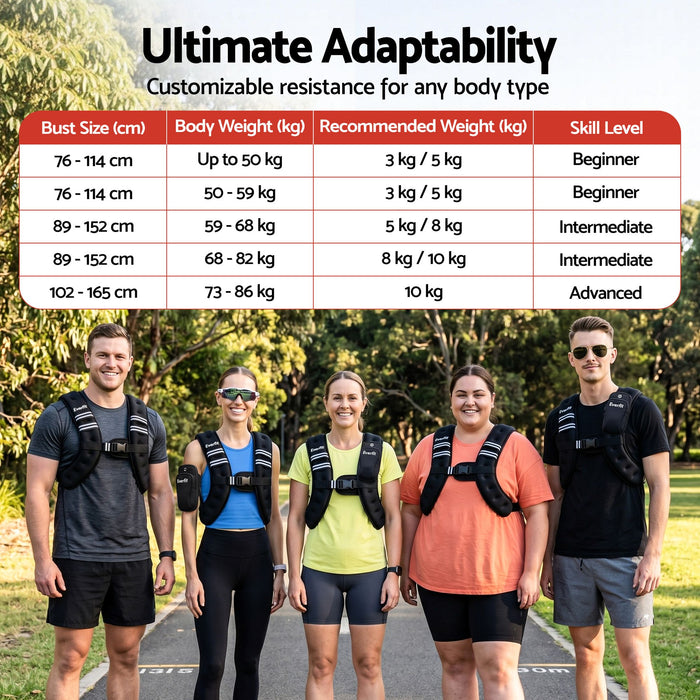 Everfit 10kg Weighted Vest Men Women, Reflective Running Vest with Armband Pouch