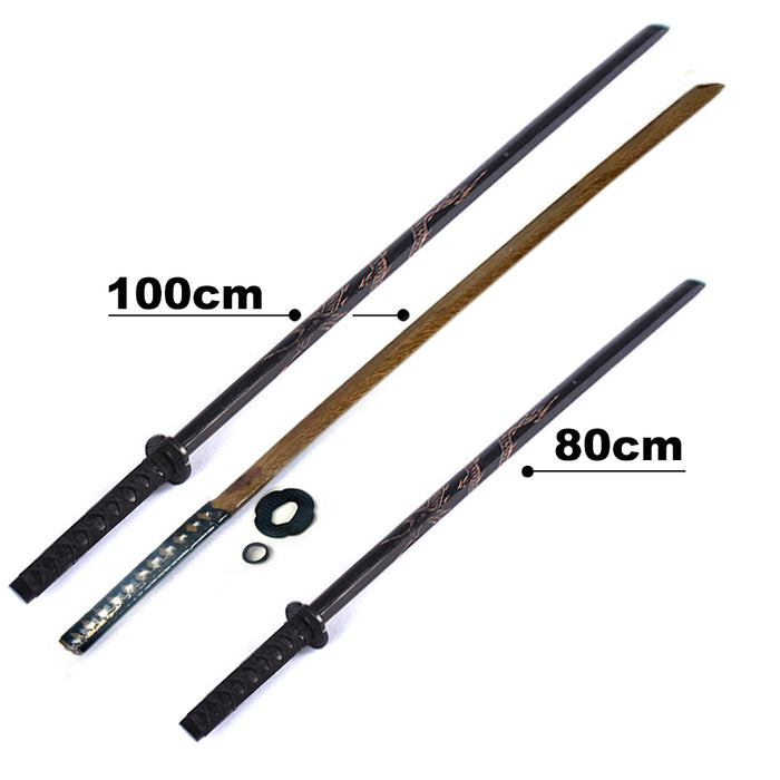Natural Colors / Black 1M Datio Bokken Wooden Katana Kendo Samurai Practice Sword